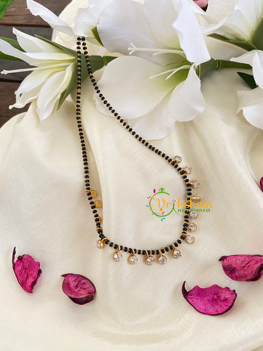 AD Stone Black Beaded Neckpiece-White-G5728