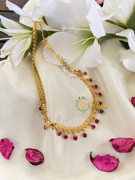 Red AD Stone Gold Like Chain Neckpiece-G5729