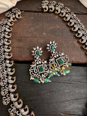 Victorian Diamond Long Neckpiece -Green -Peacock-VV136