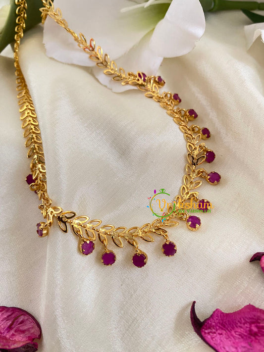 Red AD Stone Gold Like Chain Neckpiece-G5729