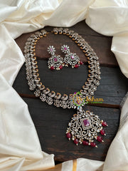 Victorian Diamond Long Neckpiece -Red -Peacock -VV137