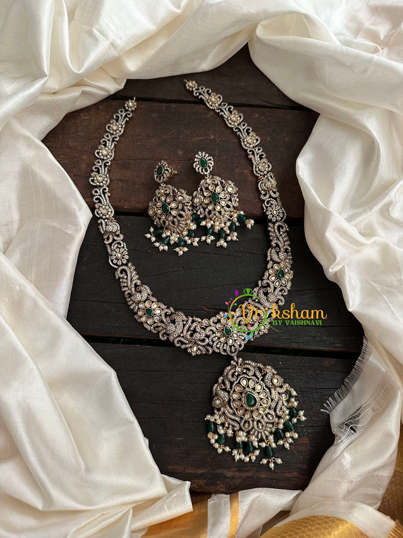 Green Victorian Diamond Long Neckpiece -VV138