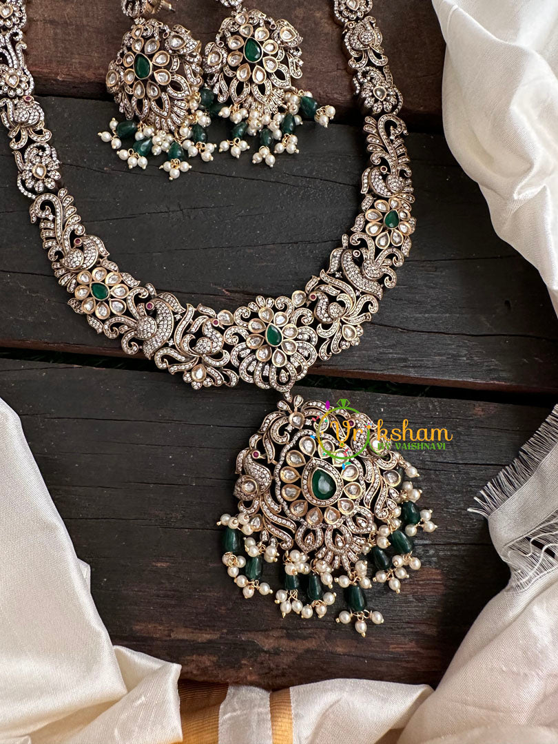 Green Victorian Diamond Long Neckpiece -VV138