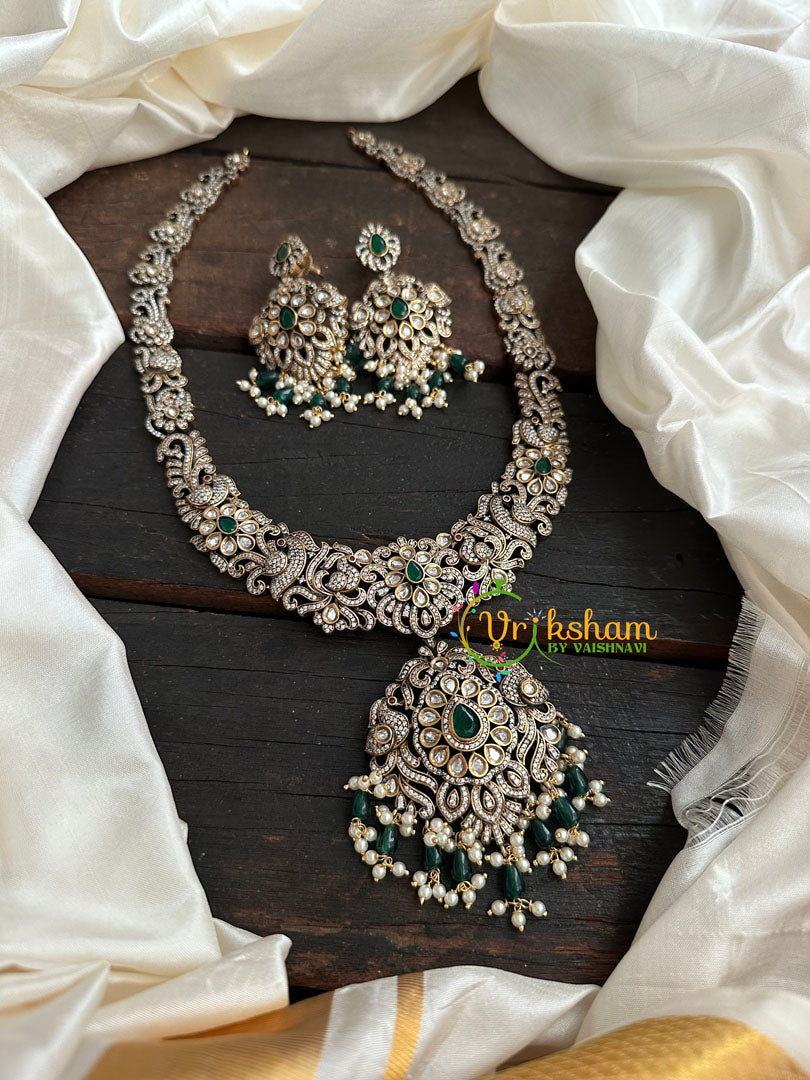 Green Victorian Diamond Long Neckpiece -VV138