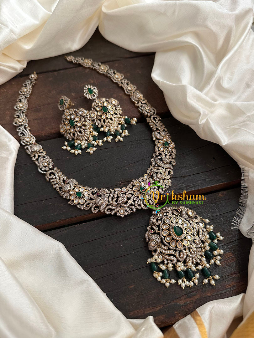 Green Victorian Diamond Long Neckpiece -VV138