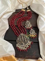 Red Bead Victorian Diamond Ram Parivar Neckpiece-VV151