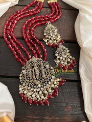 Red Bead Victorian Diamond Ram Parivar Neckpiece-VV151