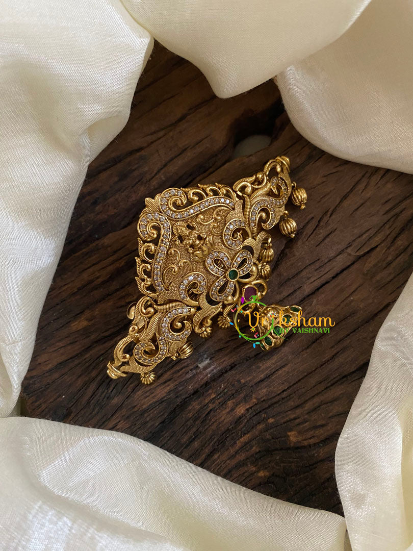 Premium Gold AD Stone Lakshmi Temple Hair Clip -H625
