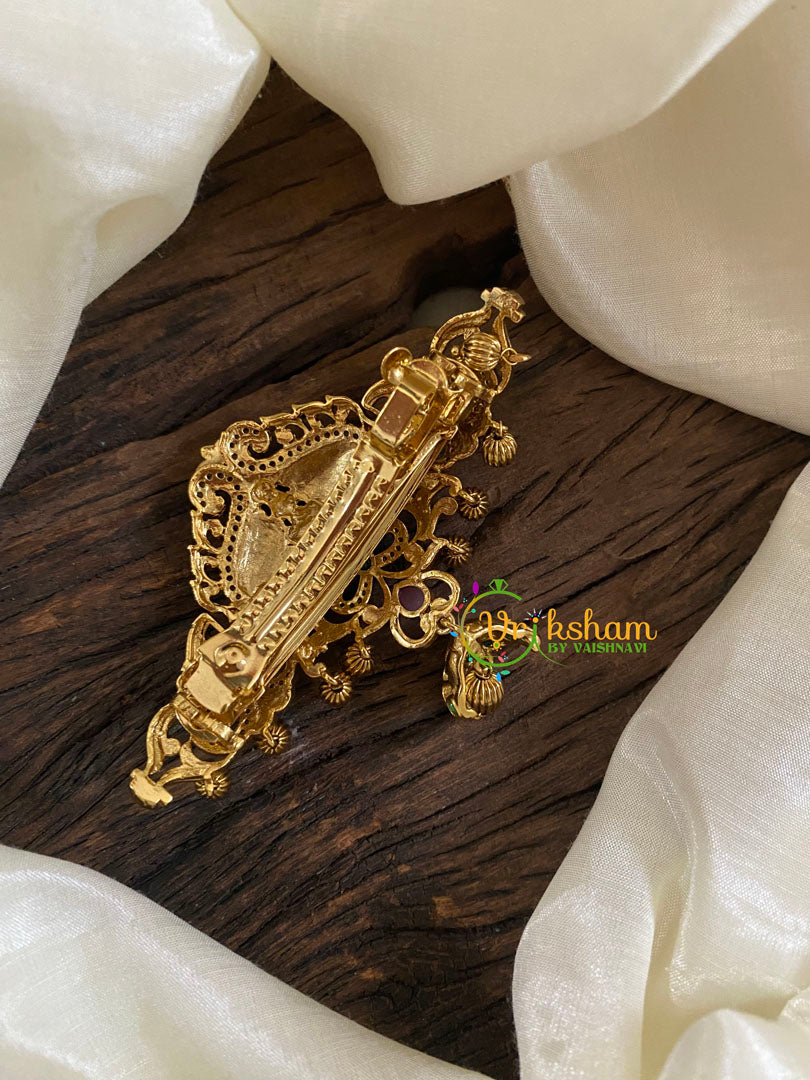 Premium Gold AD Stone Lakshmi Temple Hair Clip -H625