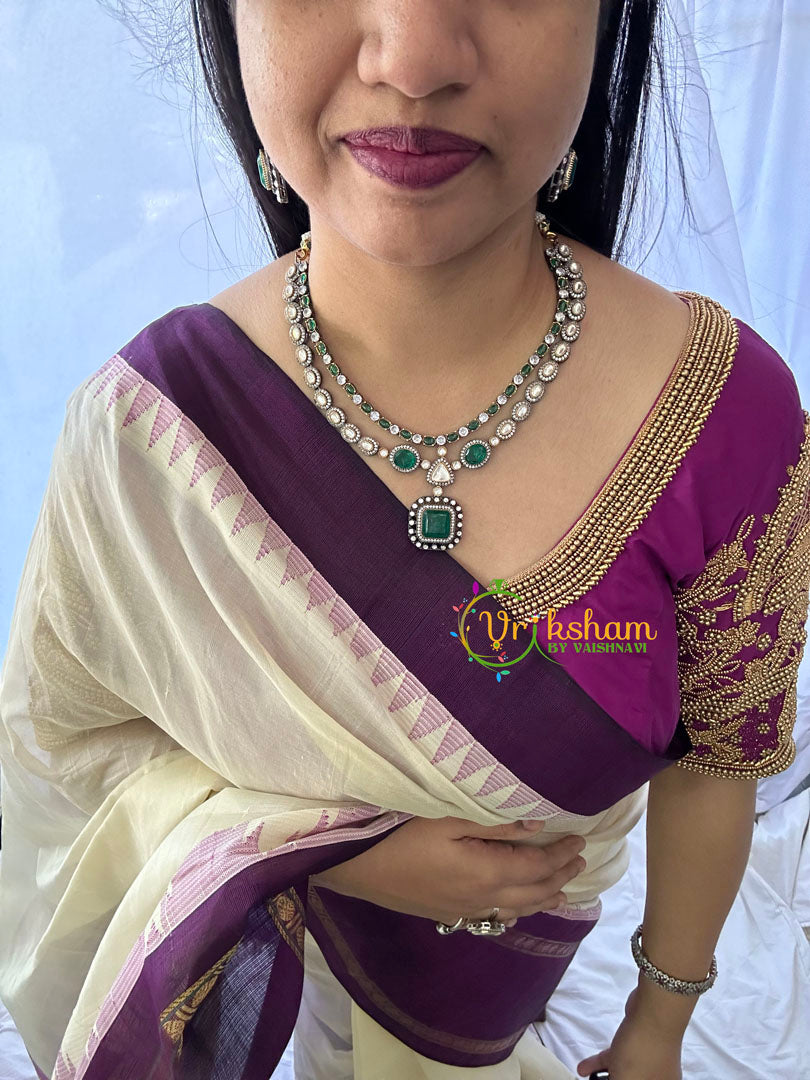 Green Victorian Diamond Short Neckpeice -VV069