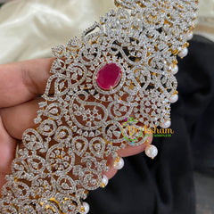 Exquisite Bridal American Diamond Hipbelt-Pink Oval-G5758