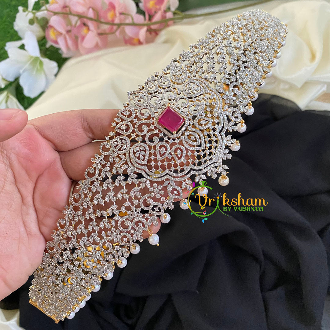 Pemium American Diamond Bridal Hipbelt-Pink -G5752