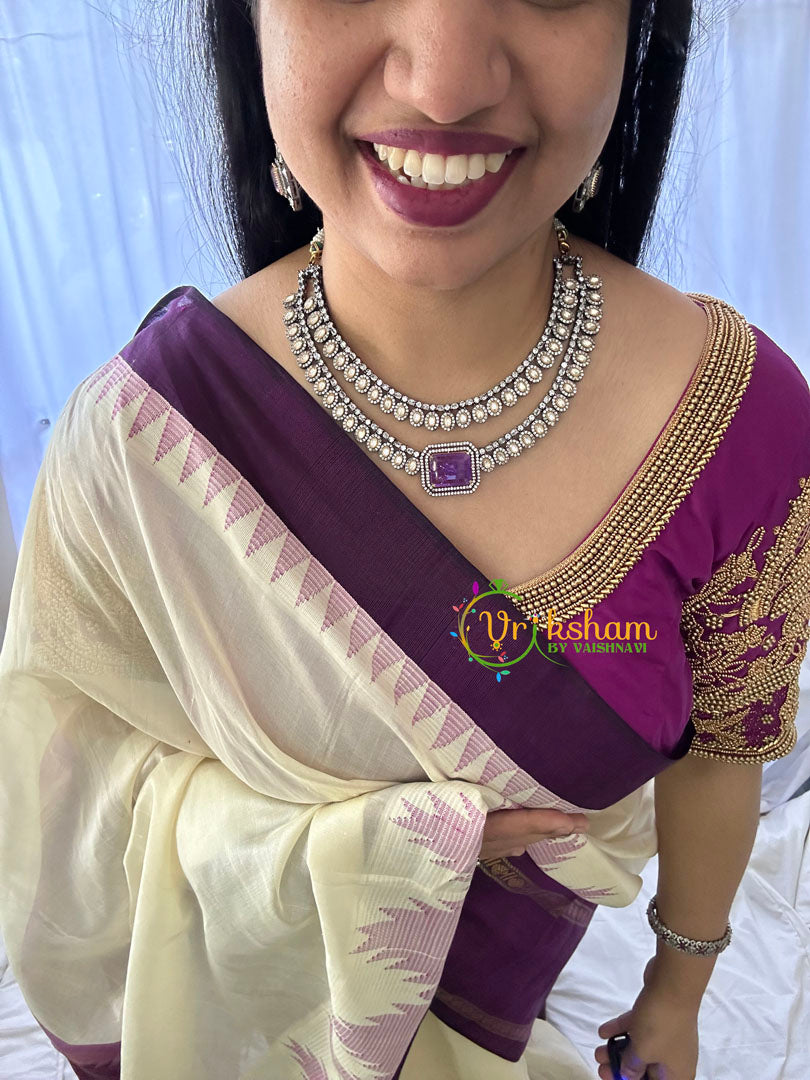 Purple Victorian Diamond Short Neckpeice -VV073