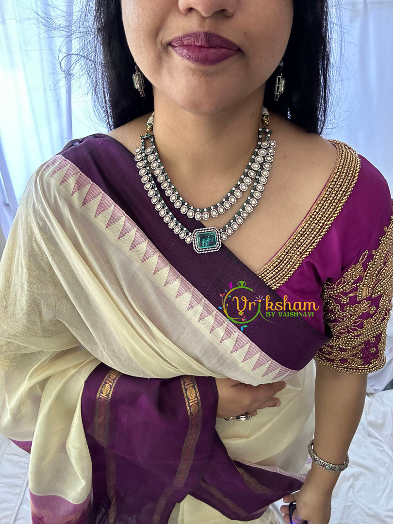 Aqua Blue Victorian Diamond Short Neckpeice -VV075