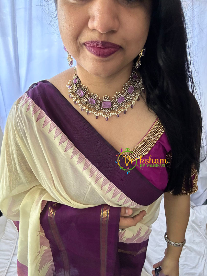 Purple Victorian Diamond Short Neckpiece -VV116