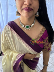 Green Stone Victorian Diamond Choker-VV099