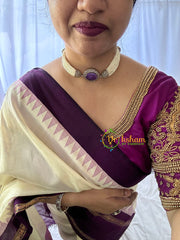 Pearl Victorian Diamond High Neck Choker-Purple-VV096