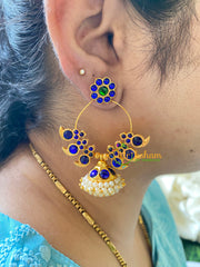 Traditional Kemp Designer Jhumkas- Blue Green-G6885