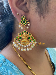 Traditional Kemp Lakshmi Earrings -Green-G6838