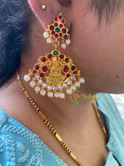 Traditional Kemp Lakshmi Earrings-Red Green-G6839