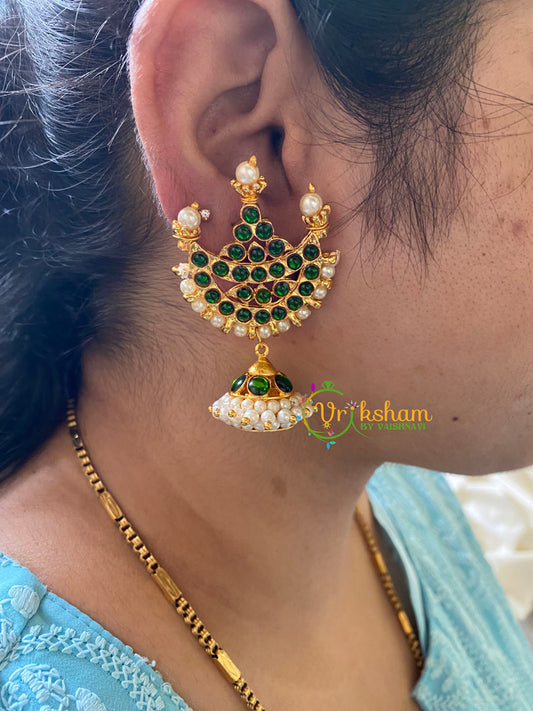 Traditional Kemp Jhumkas -Green -G6874