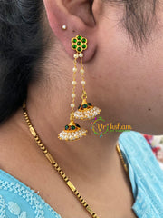 Traditional Kemp Two in One Jhumkas-Green-G6855