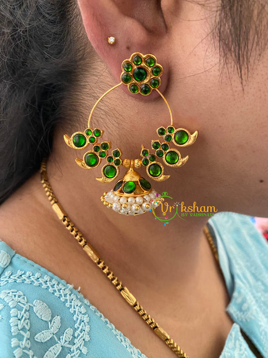 Traditional Kemp Designer Jhumkas-Green-G6882