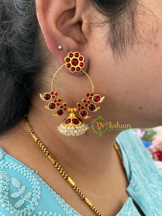 Traditional Kemp Designer Jhumkas-Red-G6884