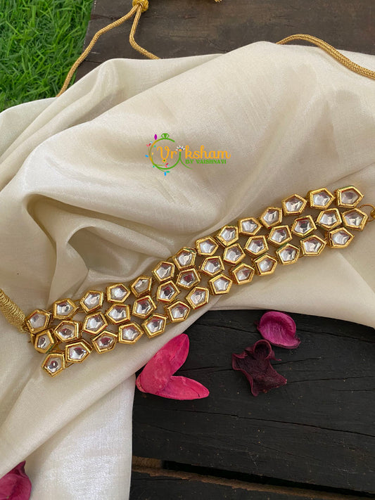 Three Layered Kundan High neck Choker -K104