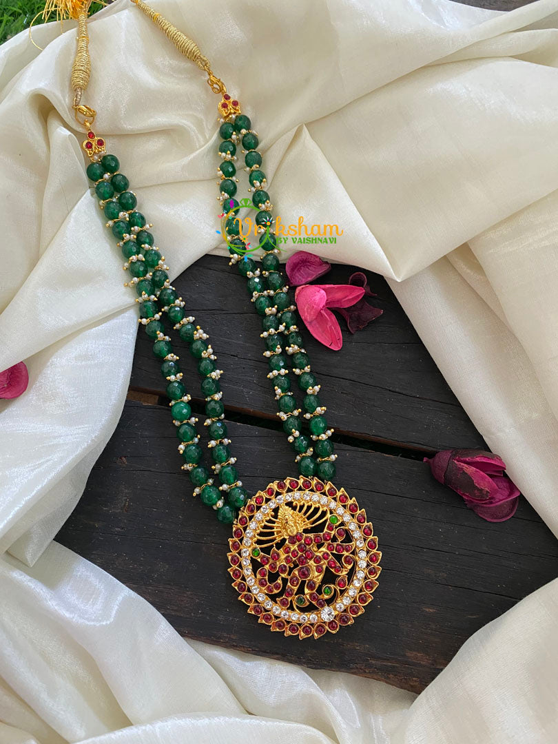 Traditional kemp Nataraj Pendant Neckpiece-Green-K090