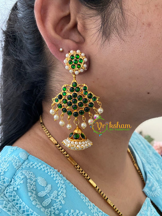 Traditional Kemp Jhumkas -Green-G6876