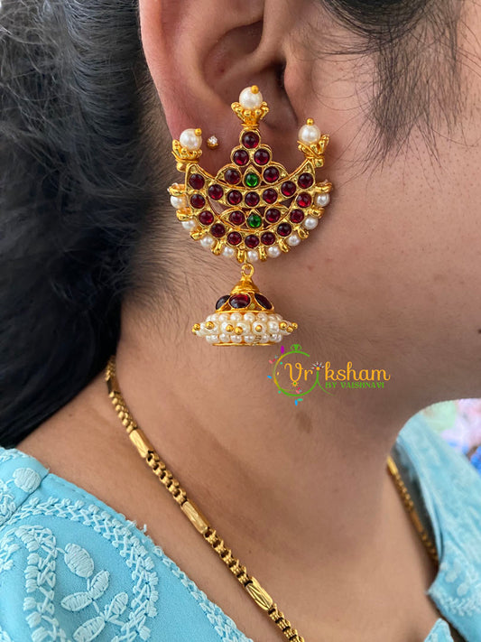 Traditional Kemp Jhumkas -Red Green -G6875