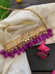 Traditional High Neck Choker-Violet Bead-082