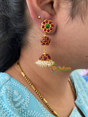 Traditional Kemp Long Jhumka -Red Green -G6863