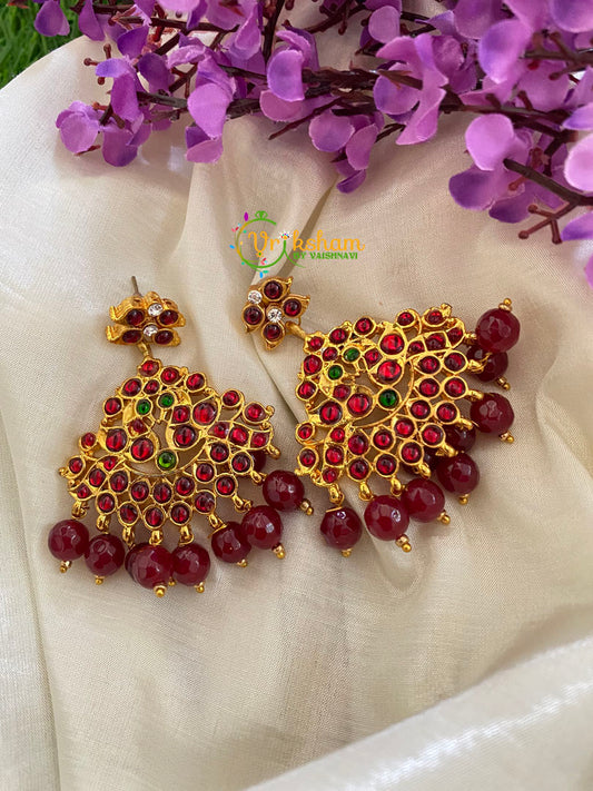 Traditional Kemp Earring-Maroon Bead-K078