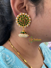 Traditional Kemp Jhumkas -Green-G6871