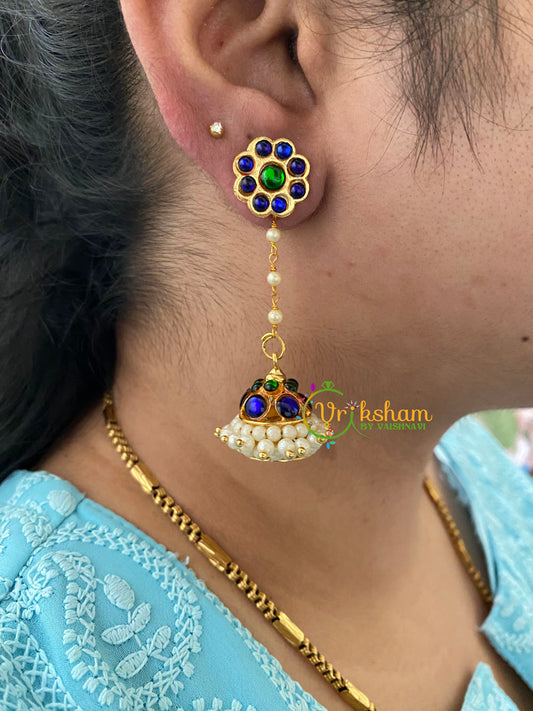 Traditional Kemp Long Jhumka -Blue Green-G6862