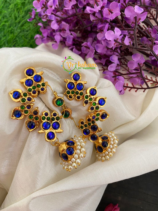 Traditional Kemp Designer Jhumkas-Green Blue-K081