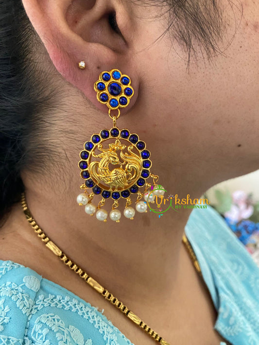 Traditional Kemp Peacock Earrings -Blue-G6842