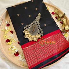 Black with Red Paithani Soft Silk Saree -VS2241