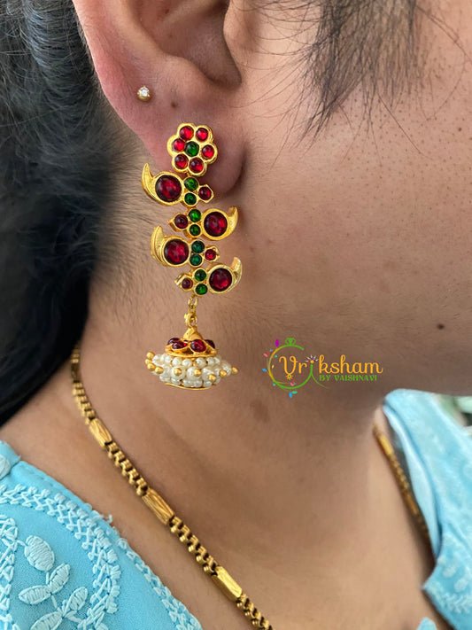 Traditional Kemp Long Jhumka -Red Green -G6866