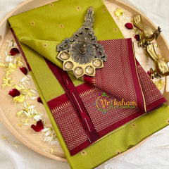 Parrot Green with Maroon Paithani Soft Silk Saree -VS2243