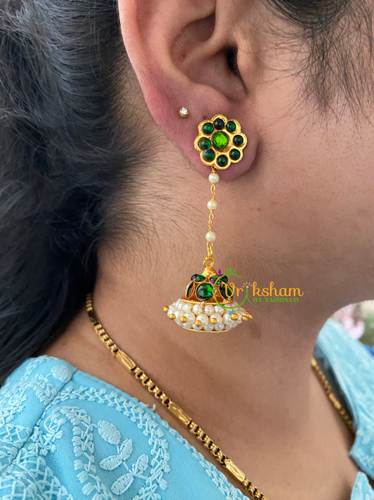 Traditional Kemp Long Jhumka -Green-G6858