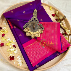 Purple with Pink Paithani Soft Silk Saree -VS2236