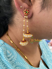 Traditional Kemp Two in One Jhumkas - Red Green-G6854