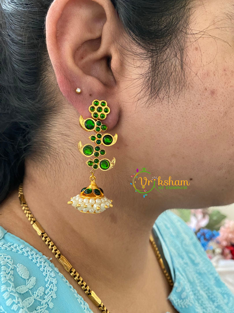 Traditional Kemp Long Jhumka -Green -G6865