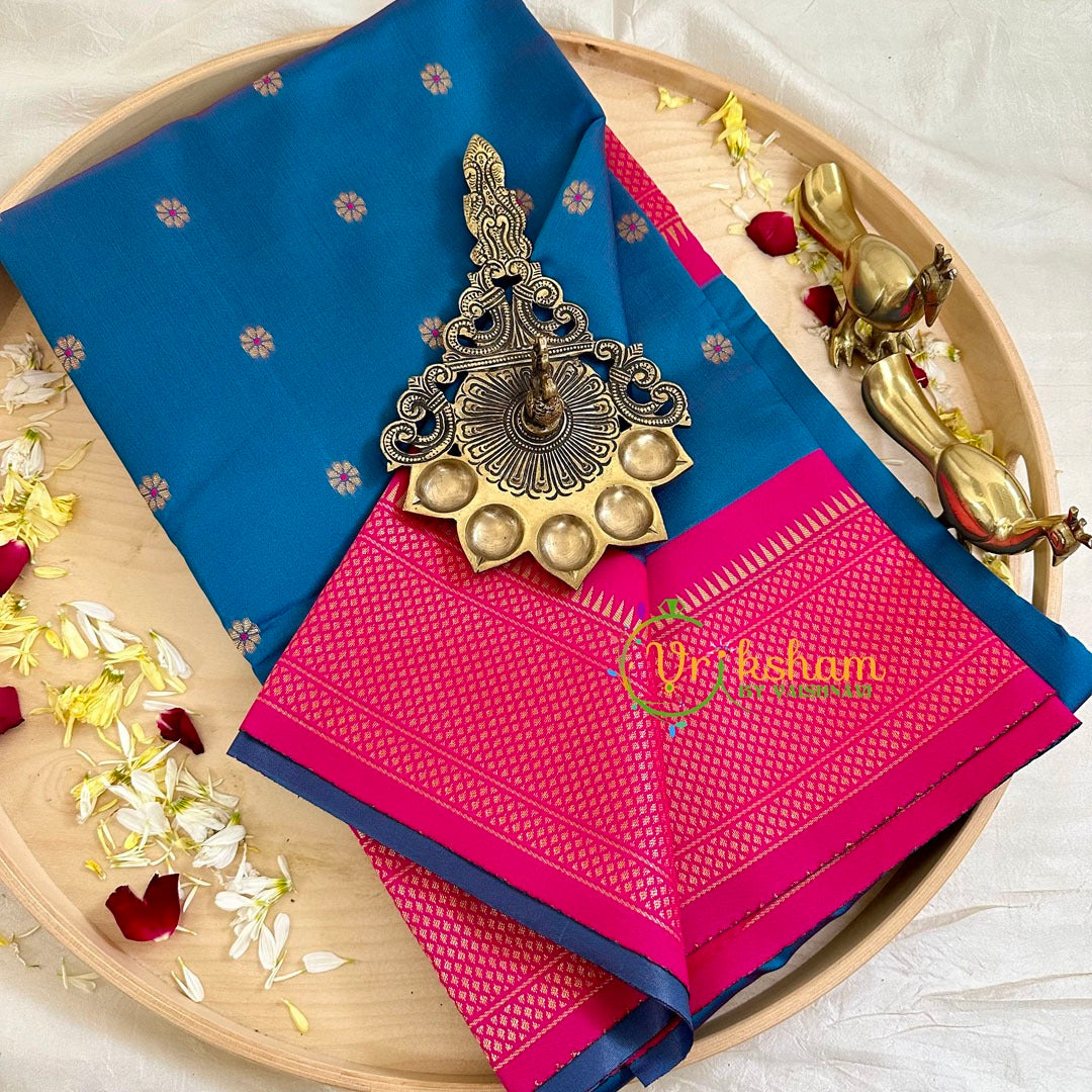 Ramar Blue with Pink Paithani Soft Silk Saree -VS2237