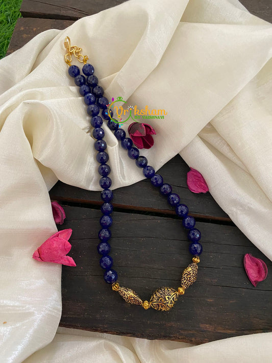 Copper Bead Pendant Neckpiece -BLUE-K098