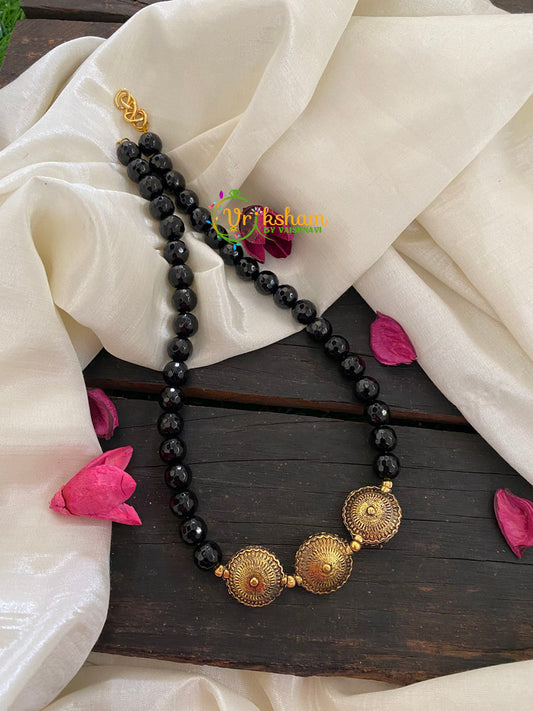 Copper Bead Pendant Neckpiece -Black-K096