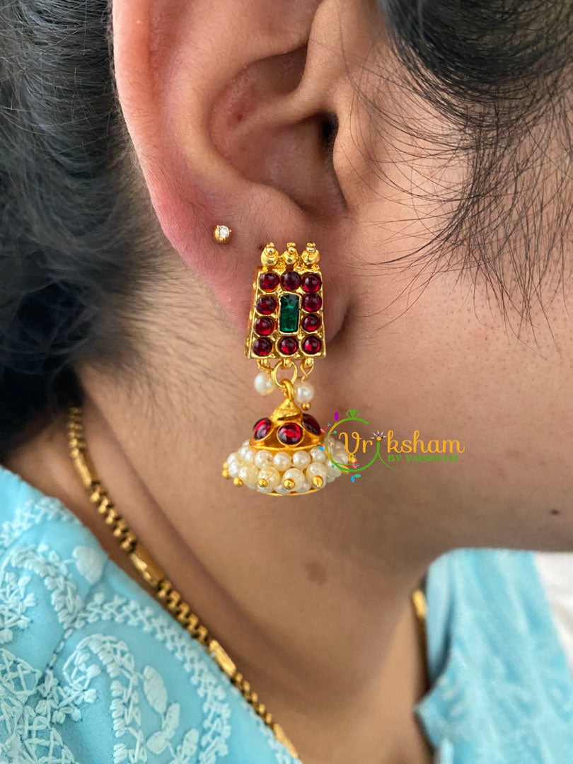 Traditional Kemp Jhumkas-Red Green-G6869